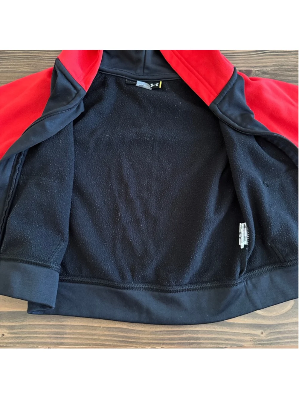 Under Armour Baby Hoodie 18M Black Red Full Zip Fleece Athletic